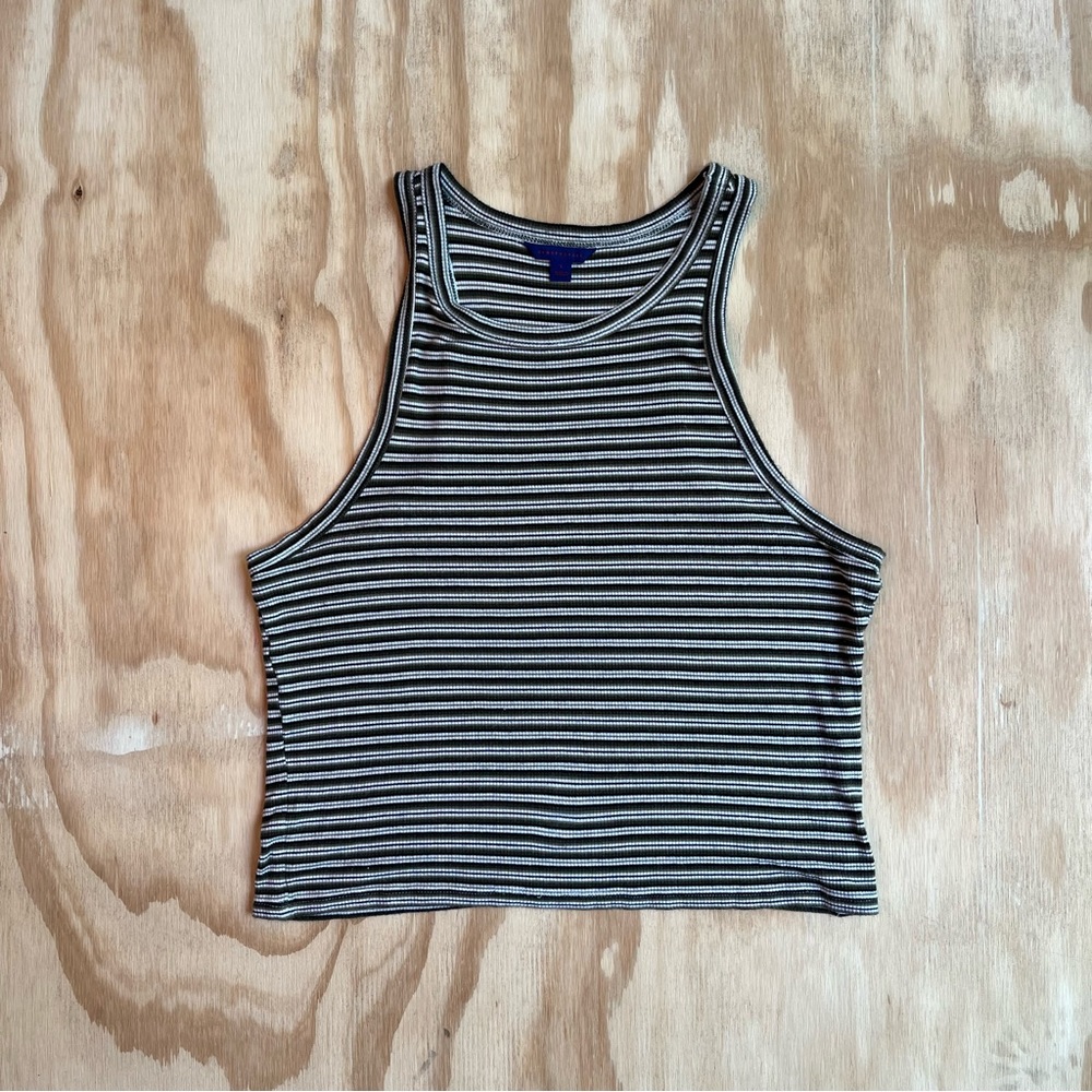 Green and White Striped Tank Top
